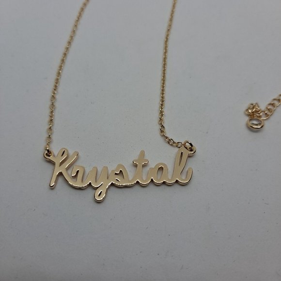 Krystal Name Necklace Personalized chain Gold Tone - Picture 2 of 7